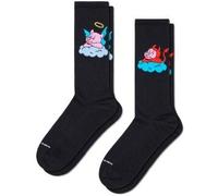 Happy socks 2P Good Pig Bad Pig Sneaker Sock Schwarz gemustert Gr 41/46
