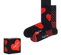 Happy socks 2P I Love You Hearts Gift Box Schwarz gemustert Baumwolle Gr 41/46