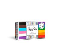 Happy Socks 3 Paare Pride Socken Geschenk Box, Farbenfroh Glitter, LGBTQ Rainbow Flag, Gay Parade, Unisex, Größe 36-40