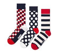 Happy Socks Unisex Socken, 3er Pack - Classic, Muster, Baumwollmischung, gemischte Farben Filled Optic 36-40