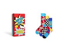 Happy Socks Tagessocke Crew Vatertag (Super Dad) rot Geschenkbox - 3 Paar, Größe 36-40