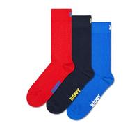 Happy Socks 3er Pack einfarbige Socken, rote blaue und schwarze Socken, bunte Geschenkbox für Damen und Herren