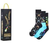 Happy Socks Tagessocke Crew Celebration (Cheers) Geschenkbox schwarz - 3 Paar, Größe 36-40