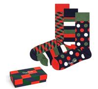 Happy Socks Tagessocke Crew Classic Holiday grün/rot Geschenkbox - 3 Paar, Größe 36-40