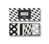 Happy Socks 4-Pack Filled Optic Geschenkbox, farbenfrohe und fröhliche Socken für Männer und Frauen, Schwarz-Weiß-Grau Größe 41-46