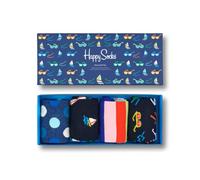 Happy Socks 4-Pack Navy Socks Set, farbenfrohe und fröhliche, Socken für Männer und Frauen, Blau-Grün-Orange-Rosa-Weiß-Rot (41-46)