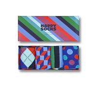 Happy Socks 4-Pack Stripe Box, farbenfrohe und fröhliche, Socken für Männer und Frauen, Schwarz-Blau-Grün-Orange-Rosa (36-40)