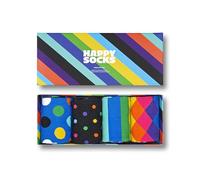 Happy Socks 4-Pack Stripe Box, farbenfrohe und fröhliche Socken für Männer und Frauen, Schwarz-Weiß-Blau-Grün-Rosa-Orange-Gelb-Lila Größe 41-46