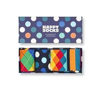 Happy Socks 4er-Pack mehrfarbige Socken Geschenkset, Premium-Baumwollsocken mit geometrischem Druck, Marineblau-weiß-orange-grün-türkis, 41.5-44.5 EU
