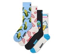 Happy Socks 4er-Pack nachhaltige Crew-Socken - Mais-Eiscreme, Pizza-Design - Geschenkset für Männer und Frauen, Größe 36-40