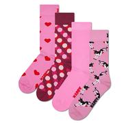 Happy Socks 4er Pack Unisex Socken - Geschenkbox, Classics, gemischte Farben Pink 36-40