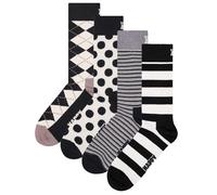 Happy Socks 4er Pack Unisex Socken - Geschenkbox, Classics, gemischte Farben Black And White Socks 36-40