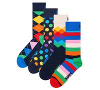 Happy Socks 4er Pack Unisex Socken - Geschenkbox, Classics, gemischte Farben Multi 41-46