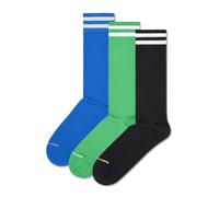 Happy Socks Athletic Style Crew Socken - Schwarz, Grün & Blau, 3er-Pack - Größe 41-46