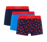 Happy Socks Herren Boxershorts, 3er Pack - Trunks, Cotton Stretch, uni/gemustert Kisses L