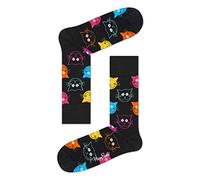 Happy Socks Cat Sock, farbenfrohe und fröhliche, Socken für Männer und Frauen, Schwarz-Rosa-Gelb (41-46)