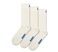 Happy Socks Classic Crew Socken für Damen und Herren - Einfarbig Weiß - 3er-Pack Größe 41-46
