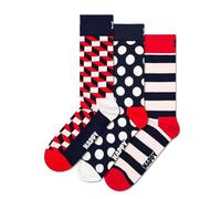 Happy Socks Unisex Socken, 3er Pack - Classic, Muster, Baumwollmischung, gemischte Farben Filled Optic 36-40