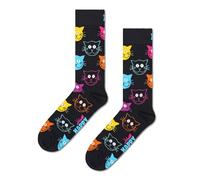 Happy Socks Socken Feinstrick mit Katze – Damen Schwarz Größe 41-46