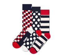Happy Socks Unisex Socken, 3er Pack - Classic, Muster, Baumwollmischung, gemischte Farben Filled Optic 36-40