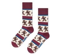 Happy Socks Tagessocke Crew Gingerbread Stripe (Lebkuchen) dunkelrot/weiss - 1 Paar, Größe 36-40