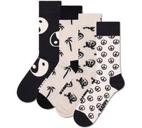Happy Socks 4er Pack Unisex Socken - Geschenkbox, Classics, gemischte Farben Black and White 3 36-40