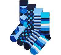 Happy Socks 4er Pack Unisex Socken - Geschenkbox, Classics, gemischte Farben Navy Socks 36-40