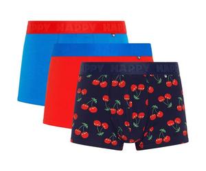 HAPPY SOCKS Happy Socks Herren Boxershorts, 3er Pack - Trunks, Cotton Stretch, uni/gemustert (HSocks-Boxer-3er) L Cherry