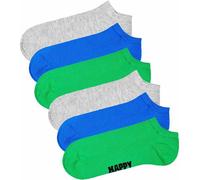 HAPPY SOCKS Happy Socks Unisex Sneaker-Socken, 6er Pack - Solid Socks Low, Baumwollmischung, einfarbig (TB_HSocks-SS-LOW-6P) 36-40 Grau/Blau/Grün