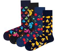 HAPPY SOCKS Happy Socks Unisex Socken, 4er Pack - Classic Crew, Organic Cotton, Farbmix (TB_HSocks-CL-4P) 41-46 Dog-Cherry
