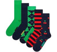HAPPY SOCKS Happy Socks Unisex Socken, 5er Pack - Everyday Crew 5-Pack, Motivsocken, Baumwoll-Mix (HSocks-5er-ED) 41-46 Cherry