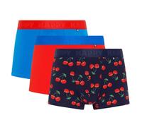 Happy Socks Herren Boxershorts, 3er Pack - Trunks, Cotton Stretch, uni/gemustert Cherry L