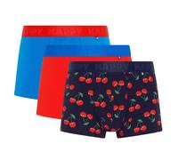 Happy Socks Herren Boxershorts, 3er Pack - Trunks, Cotton Stretch, uni/gemustert Cherry M