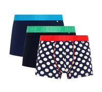 Happy Socks Herren Boxershorts, 3er Pack - Trunks, Cotton Stretch, uni/gemustert Navy Big Dot L