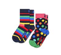 Happy Socks Jungen 2-pack kinderen stripe sokken Socken, Blau, 4-6 Jahre EU