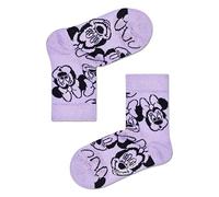 Happy Socks Kids Disney Face It, Minnie Sock, farbenfrohe und fröhliche, Socken für Kinder, Lila-Schwarz (0-12M)