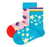 Happy Socks Kinder Socken unisex, 2er Pack - Crew Socks, Bio-Baumwolle, Farbmix Shooting Star 13-21