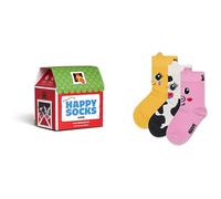 Happy Socks Kindersocken mit Scheunentieren in einer Farm House-Geschenkbox - Kuh, Schwein und Katze - 3er-Pack für Kinder im Alter von 4-6 Jahren