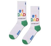 Happy Socks NO1 DAD SOCK lustige Socken Vatertag Super Dad (DE/NL/SE/PL, Numerisch, 36, 40, Regular, Regular, weiss)