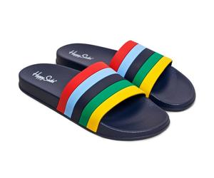 Happy Socks - Pool Slider Stripe - Unisex Badesandalen - Navy, Gr. 36-37