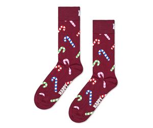 Happy Socks Tagessocke Crew Candy Cane (Zuckerstange) weinrot - 1 Paar, Größe 41-46