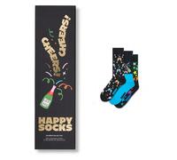 Happy Socks Tagessocke Crew Celebration (Cheers) Geschenkbox schwarz - 3 Paar, Größe 41-46