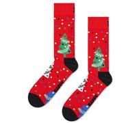 Happy Socks Tagessocke Crew Happy Holidays (Weihnachtsbaum) rot - 1 Paar, Größe 36-40