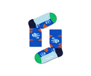 Happy Socks Tagessocke Crew Kids Crocodile (Krokodil) blau Kinder - 1 Paar, Größe 7-9Y