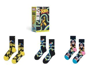 Happy Socks Tagessocke Crew Marvel X-Men Geschenkbox gelb - 3 Paar, Größe 36-40