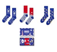 Happy Socks Tagessocke Crew Smooth Sailing blau Geschenkbox - 3er, Größe 36-40