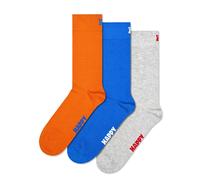 Happy Socks Tagessocke Crew Solid orange/blau/grau - 3 Paar, Größe 41-46