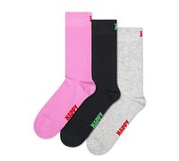 Happy Socks Tagessocke Crew Solid pink/schwarz/grau - 3 Paar, Größe 41-46
