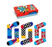 Happy Socks Tagessocke Crew Super Dad rot Geschenkbox - 3 Paar, Größe 36-40