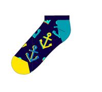 Happy Socks Tagessocke Sneaker Big Anchor (Anker) dunkelblau/gelb - 1 Paar, Größe 36-40